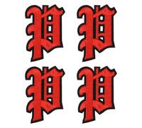 sourcing map Gothic Iron on Letter Patches, 2" Letter P Patches Sew-on Embroidered Alphabet Patch A-Z Old English Letters for DIY Clothes Jeans Jackets Bags, Red Black, 4pcs