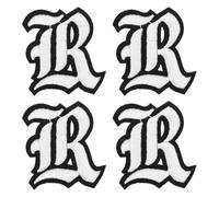 sourcing map Gothic Iron on Letter Patches, 2" Letter R Patches Sew-on Embroidered Alphabet Patch A-Z Old English Letters for DIY Clothes Jeans Jackets Bags, White Black, 4pcs