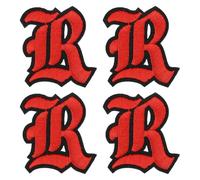 sourcing map Gothic Iron on Letter Patches, 2" Letter R Patches Sew-on Embroidered Alphabet Patch A-Z Old English Letters for DIY Clothes Jeans Jackets Bags, Red Black, 4pcs