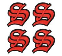 sourcing map Gothic Iron on Letter Patches, 2" Letter S Patches Sew-on Embroidered Alphabet Patch A-Z Old English Letters for DIY Clothes Jeans Jackets Bags, Red Black, 4pcs