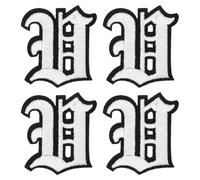 sourcing map Gothic Iron on Letter Patches, 2" Letter V Patches Sew-on Embroidered Alphabet Patch A-Z Old English Letters for DIY Clothes Jeans Jackets Bags, White Black, 4pcs