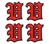 sourcing map Gothic Iron on Letter Patches, 2" Letter V Patches Sew-on Embroidered Alphabet Patch A-Z Old English Letters for DIY Clothes Jeans Jackets Bags, Red Black, 4pcs
