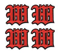 sourcing map Gothic Iron on Letter Patches, 2" Letter W Patches Sew-on Embroidered Alphabet Patch A-Z Old English Letters for DIY Clothes Jeans Jackets Bags, Red Black, 4pcs