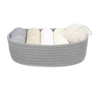 sourcing map Gray Small Cotton Rope Woven Storage Basket, Cute Mini Tiny Oval Organization Storage Bins Shelf Closet for Nursery Living Room Bedroom Shelf, Empty Gift Baskets, 11.8x3.2"