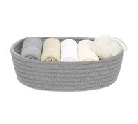 sourcing map Gray Small Cotton Rope Woven Storage Basket, Cute Mini Tiny Oval Organization Storage Bins Shelf Closet for Nursery Living Room Bedroom Shelf, Empty Gift Baskets, 10.2x3.2"