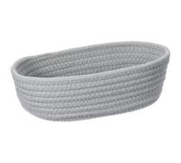 sourcing map Gray Small Cotton Rope Woven Storage Basket, Shelf Closet Storage Gift Woven Baskets Cute Nursery Box Bin Decor Organization Bin for Home Supply, Oval, 10.3x3.2"