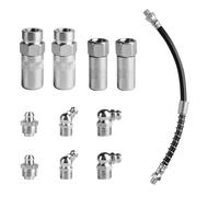 sourcing map Grease Gun Hose Kit-11.8" 10000 PSI Spring Flex High Pressure Quick Release Grease with Grease Gun Coupler 1/8" NPT Threads for Grease Gun,with 4grease gun connectors 6grease nozzles