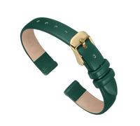 sourcing map Green Genuine Leather Band 10mm Width, Flat Thin Elegant Leather Watch Strap Golden Tone Buckle for Men and Women