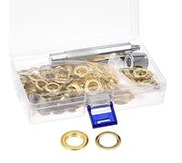 sourcing map Grommet Tool Kit 100 Sets 3/8" Copper Grommets Eyelets with 3pcs Install Tools, 10mm Inside Dia. Gold Tone