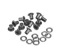sourcing map Grommets Eyelets with Washers Kit, 8 x 4 x 7mm Copper Grommet Chrome Plated for DIY or Craft Projects Black 100 Set