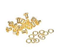 sourcing map Grommets Eyelets with Washers Kit, 8 x 4 x 7mm Copper Grommet Chrome Plated for DIY or Craft Projects Brass Tone 100 Set