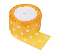 sourcing map Grosgrain Ribbons 10 Yards 1-1/2 Inch Yellow with White Dots Ribbon Bow Decoration for Crafts Gift Wrapping Wedding DIY Handmade