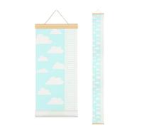 sourcing map Growth Chart for Wall, 77" x 8" Removable Canvas Height Chart Ruler, Hanging Measurement Ruler for Bedroom Playroom Wall Decor (Green, Cloud Style)
