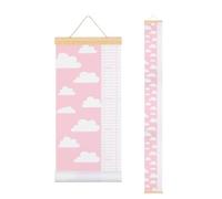 sourcing map Growth Chart for Wall, 77" x 8" Removable Canvas Height Chart Ruler, Hanging Measurement Ruler for Bedroom Playroom Wall Decor (Pink, Cloud Style)