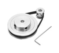 sourcing map GT-2 Synchronous Wheel 20&80 Teeth 6.35mm Bore, Aluminum Alloy Timing Pulley Wheel with 1Pcs Length 200mm, Width 6mm Belt for 3D Printer, CNC Machine (20-80T-6.35B-6)