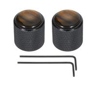sourcing map Guitar Bass Dome Knobs Amber Top 6mm Black Metal Volume Tone Control for Electric Guitar Bass with Inner Hexagon Spanner Pack of 2