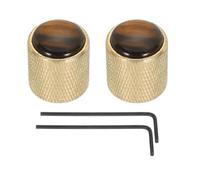 sourcing map Guitar Bass Dome Knobs Amber Top 6mm Gold Metal Volume Tone Control for Electric Guitar Bass with Inner Hexagon Spanner Pack of 2