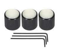 sourcing map Guitar Bass Dome Knobs White Shell Top 6mm Black Metal Volume Tone Control for Electric Guitar Bass with Inner Hexagon Spanner Pack of 3