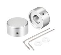 sourcing map Guitar Footswitch Top Cover Effect Pedal Silver Cap with Wrench Aluminum Alloy for Electric Guitar, Pack of 2