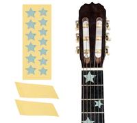 sourcing map Guitar Fretboard Stickers Inlay Stickers Decals for Guitars and Star Inlay Sticker Guitar Decals for Music Guitar, Bass, Acoustic Guitar Light Green (13 stickers)