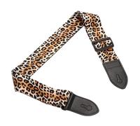 sourcing map Guitar Strap, Cotton Webbing Leather Ends Straps Vintage Embroidered 2" Wide Adjustable Straps with Black Plastic Buckle for Acoustic, Electric, Bass Guitars, Orange Leopard