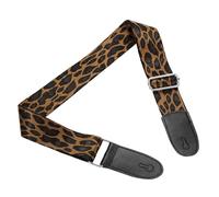 sourcing map Guitar Strap, Cotton Webbing Leather Ends Straps Vintage Embroidered 2" Wide Adjustable Straps with Silver Buckle for Acoustic, Electric, Bass Guitars, Pink Leopard