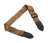 sourcing map Guitar Strap, Cotton Webbing Leather Ends Straps Vintage Embroidered 2" Wide Adjustable Straps with Black Plastic Buckle for Acoustic, Electric, Bass Guitars, Light Brown Leopard