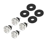 sourcing map Guitar Strap Lock Bass Strap Button Buckle Dual Design Strap Button Metal Strap Retainer System with Black Washers for Guitar Ukulele (Chrome Pack of 4)