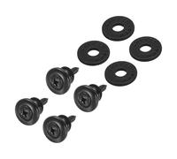 sourcing map Guitar Strap Lock Bass Strap Button Buckle Dual Design Strap Button Metal Strap Retainer System with Black Washers for Guitar Ukulele (Black Pack of 4)