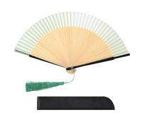 sourcing map Hand Held Silk Bamboo Fans Chinese Vintage Style Silk Folding Fan Folding Fan for Women Dance Music Festival Wedding Party, Beige