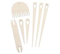 sourcing map Hand Loom Stick Set, 14pcs Knitting Tools Including Wood Weaving Crochet Needle Wooden Shuttle Wood Weaving Comb for Knitting Crafts