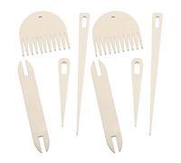 sourcing map Hand Loom Stick Set, 4pcs Knitting Tools Including Wood Weaving Crochet Needle Wooden Shuttle Wood Weaving Comb for Knitting Crafts