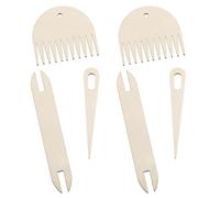 sourcing map Hand Loom Stick Set, 6pcs Knitting Tools Including Wood Weaving Crochet Needle Wooden Shuttle Wood Weaving Comb for Knitting Crafts