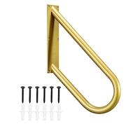 sourcing map Hand Rails for Outdoor Steps, Wall Mount Handrails for 1-2 Steps, U-Shaped Stair Handrails (18" Length,16.5" Height) for Garden Wall Garage Porch Steps Entrance Gold
