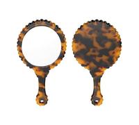 sourcing map Handheld Mirror, Oval Hand Held Mirror with Handle Acetic Acid Vintage Portable Lightweight Cosmetic Supplies for Women Travel Makeup Salon, Amber