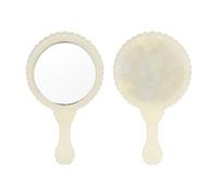 sourcing map Handheld Mirror, Oval Hand Held Mirror with Handle Acetic Acid Vintage Portable Lightweight Cosmetic Supplies for Women Travel Makeup Salon, White
