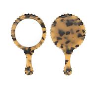 sourcing map Handheld Mirror, Oval Hand Held Mirror with Handle Acetic Acid Vintage Portable Lightweight Cosmetic Supplies for Women Travel Makeup Salon, Tortoiseshell