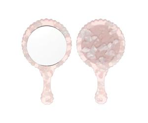 sourcing map Handheld Mirror, Oval Hand Held Mirror with Handle Acetic Acid Vintage Portable Lightweight Cosmetic Supplies for Women Travel Makeup Salon, Pink