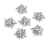 sourcing map Handmade Star Beaded Patches, 6Pcs Glass Crystal Rhinestone Appliques Star Patches Appliques for Clothing DIY Sewing Accessories, White