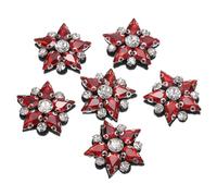 sourcing map Handmade Star Beaded Patches, 6Pcs Glass Crystal Rhinestone Appliques Star Patches Appliques for Clothing DIY Sewing Accessories, Red