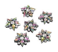 sourcing map Handmade Star Beaded Patches, 6Pcs Glass Crystal Rhinestone Appliques Star Patches Appliques for Clothing DIY Sewing Accessories, AB Color
