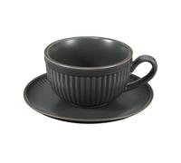 sourcing map Handmade Vintage Espresso Cups, 9.5oz Stripe Coffee Cups and Saucers Ceramic Tea Cup with Handle Dishwasher and Microwave Safe for Latte Cappuccino Milk Office Home, Gray Blue