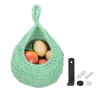 sourcing map Hanging Fruit Baskets for Kitchen, Hand-Woven Wall Hanging Storage Jute Basket Teardrop Home Decor Storage for Garlic Potato Vegetable, Brown, l Size Green