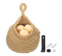 sourcing map Hanging Fruit Baskets for Kitchen, Hand-Woven Wall Hanging Storage Jute Basket Teardrop Home Decor Storage for Garlic Potato Vegetable, Brown, m Size Brown