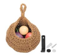 sourcing map Hanging Fruit Baskets for Kitchen, Hand-Woven Wall Hanging Storage Jute Basket Teardrop Home Decor Storage for Garlic Potato Vegetable, Brown, m Size Dark Brown