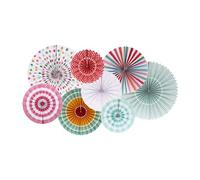 sourcing map Hanging Paper Fans Set Round Pattern Paper Garlands Decoration for Party Birthday Graduation Christmas Holiday Wedding Decoration Flower Color(8pcs)