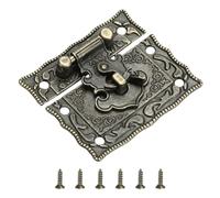 sourcing map Hasp Clasp Latch Lock, 43 x 51mm Decorative Retro Toggle Latch Zinc Alloy Hasp Lock with Screws for Jewelry Box Suitcase Toolbox Wooden Case, Bronze