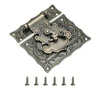 sourcing map Hasp Clasp Latch Lock, 82 x 85mm Decorative Retro Toggle Latch Zinc Alloy Hasp Lock with Screws for Jewelry Box Suitcase Toolbox Wooden Case, Bronze