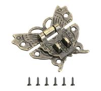 sourcing map Hasp Latch, 51 x 60mm Butterfly Decorative Retro Box Toggle Latch Double Padlock Holes Buckle Hasp Clasp with Screws for Jewelry Box Suitcase Toolbox Wooden Case, Bronze