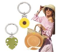 sourcing map Hat Clip for Travel on Bags, Holder Hands, Free Bag Backpack Fashionable Clip - Protect Hat from Falling for Hanging on Handbags Totes Luggage Purse, Yellow Flower/Green Leaf
